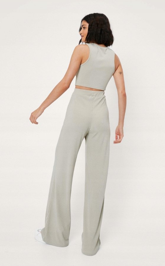 NASTY GAL SPODNIE CZARNE PRĄŻKOWANE CASUAL 44 YFG