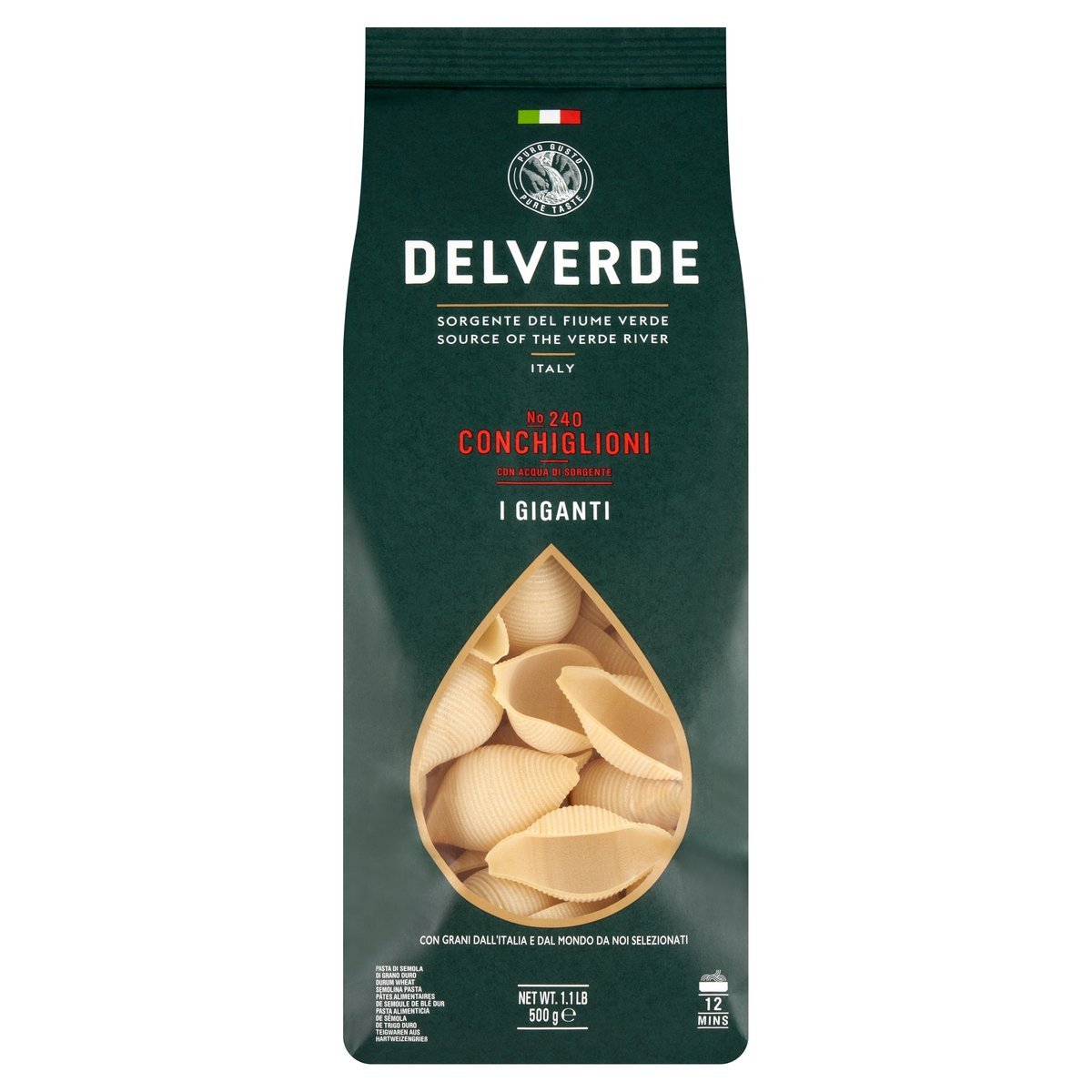 DELVERDE Makaron w Kształcie Muszelek Pyszny Makaron Wysoka Jakość 500g