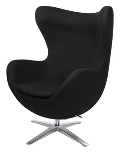 King Home Fotel EGG SZEROKI czarny.4 - wełna, podstawa stal HE-066.BLACK.4 - Fotele - miniaturka - grafika 1