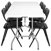 Meble ogrodowe - Zestaw cateringowy FETA WHITE 180 cm + 6 krzeseł BASICO - miniaturka - grafika 1