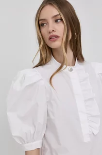 Bluzki damskie - Custommade bluzka bawełniana damska kolor biały gładka - grafika 1