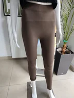 Legginsy - Legginsy ocieplane w prążek - czekoladowy L/XL - miniaturka - grafika 1