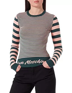 Love Moschino Damski sweter slim fit z długim rękawem, zielony różowy, 40 - Swetry damskie - miniaturka - grafika 1