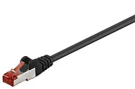 Kable miedziane - Wentronic 38698 Cat6 kabel sieciowy S/FTP (2 x wtyk RJ45, PIMF podwójnie ekranowany) czarny - miniaturka - grafika 1