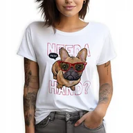 Zestawy upominkowe - Koszulka Damska T-Shirt Biały XS Piesek Miś Pluszowy Stylowe Wiele Wzorów - miniaturka - grafika 1