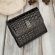 Portfele - Portfel damski skórzany mały croco czarny z ochroną RFID Paolo Peruzzi AL-03-BL - miniaturka - grafika 1