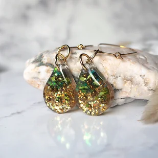 Wysyłka 24h- golden forest unikatowe artystyczne kolczyki - Kolczyki - miniaturka - grafika 1