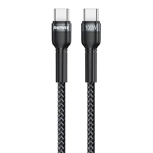 REMAX Jany nylonowy kabel przewód USB Typ C Power Delivery 2.0 100W 20V 5A 1m czarny (RC-172) - Kable USB - miniaturka - grafika 1