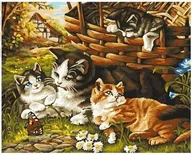 Zabawki kreatywne - Zestaw kreatywny Norimpex Diamentowa mozaika rodzinka kotw 40x30cm (NO-1009376) - miniaturka - grafika 1