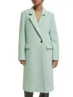 Płaszcze damskie - Scotch & Soda Damski płaszcz wełniany Green Melange Single Breasted Boucle Coat, Light Mint 0680, XL - miniaturka - grafika 1
