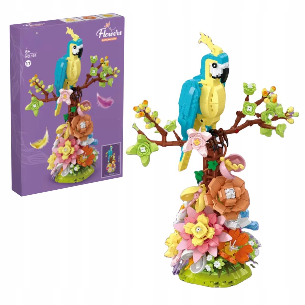 Klocki Kwiatki Papuga Ara Ruchome Skrzydła Dżungla Duży Zestaw 1162el.
