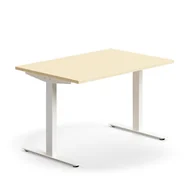 Biurka - Biurko QBUS, proste, 1200x800 mm, rama T, biały, brzoza - miniaturka - grafika 1