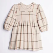 Body dla niemowląt - SUKIENKO - BODY NA KRÓTKI RĘKAW W KRATKĘ 221160 BEŻ R 80 - miniaturka - grafika 1