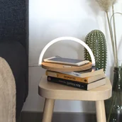 Lampy na podczerwień - Livoo Dotykowa lampka nocna i ładowarka 2-w-1, 10 W, drewno - miniaturka - grafika 1