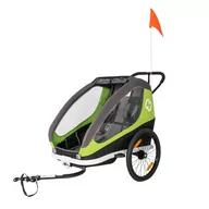 Przyczepki rowerowe - Przyczepka rowerowa dla dziecka Hamax TRAVELLER TWIN zielono-szara - miniaturka - grafika 1