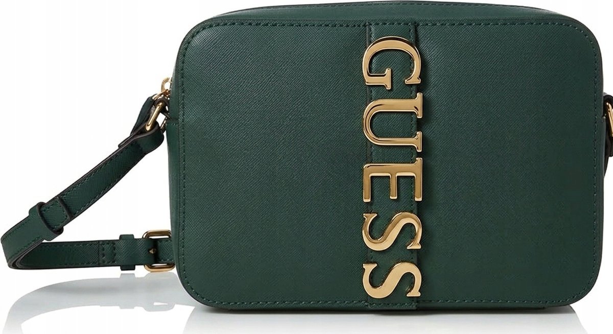 GUESS KLASYCZNA TOREBKA DAMSKA ZIELONA Z LOGO ZŁOTYM 22x6x15 12EA