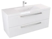 Szafki łazienkowe - Szafka Wisząca Z Umywalką ATH 100 cm - Biały Mat - Uchwyty Stal Szczotkowana - miniaturka - grafika 1