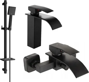 Mexen Aries DQ45 zestaw wannowy, czarny - 744803DQ45-70 - Zestawy baterii łazienkowych - miniaturka - grafika 1