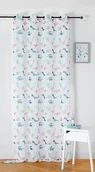 Firany i zasłony dla dzieci - LINDER Zasłona z motywem dinozaurów dla dzieci - tkana i barwiona we Francji - styl jurajski - kolory ecru, niebieski i terakota - oczka lufy karabinowej - 150 x 240 cm - 100% poliester - Kolekcja - miniaturka - grafika 1