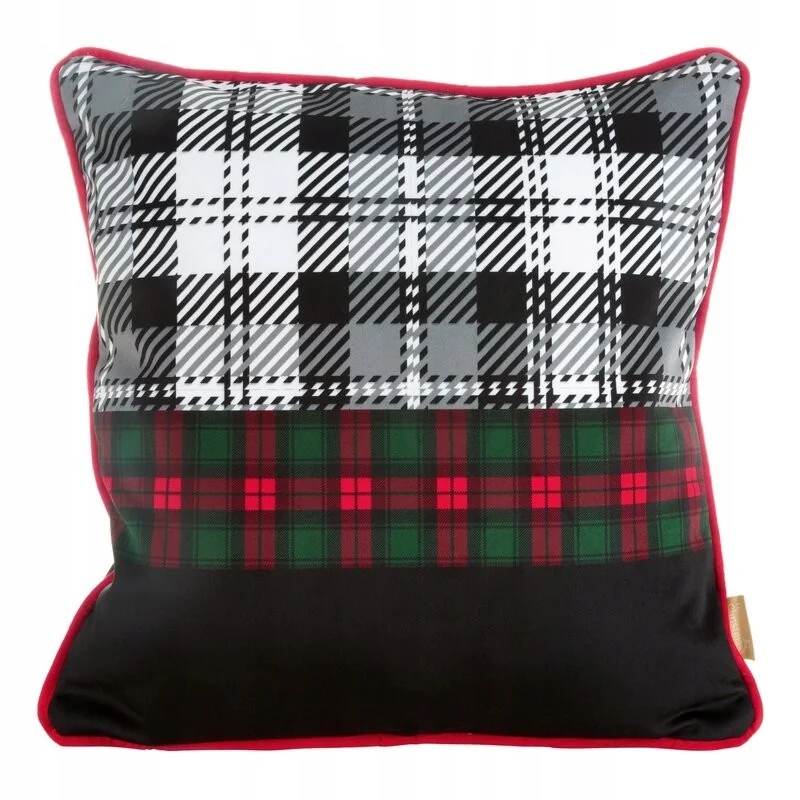 Poszewka dekoracyjna świąteczna SANTA 45x45 wzór kratka święta velvet / Eurofirany