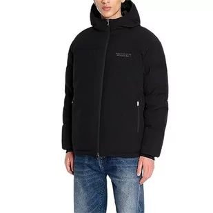 Armani Exchange Męska edycja limitowana We Beat As One Nylon Hooded puchowy płaszcz, czarny, S - Płaszcze damskie - miniaturka - grafika 1