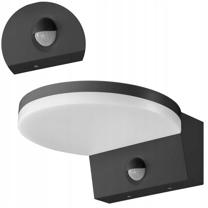 KINKIET ZEWNĘTRZNY LAMPA LED Z CZUJNIKIEM RUCHU ZMIERZCHU 15W IP65 SZARA