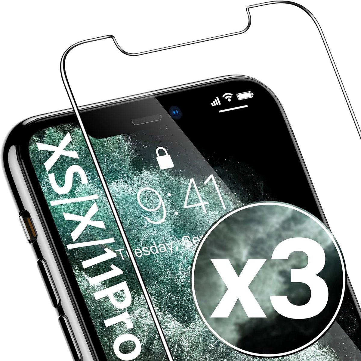 3x SZKŁO HARTOWANE 9H APPLE IPHONE XS/X/11 PRO WYSOKA ODPORNOŚĆ SOLIDNE