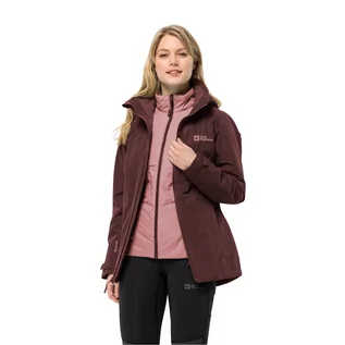 Kurtki damskie - Damska kurtka 3w1 Jack Wolfskin BERGLAND 3IN1 JKT W dark maroon - M - grafika 1