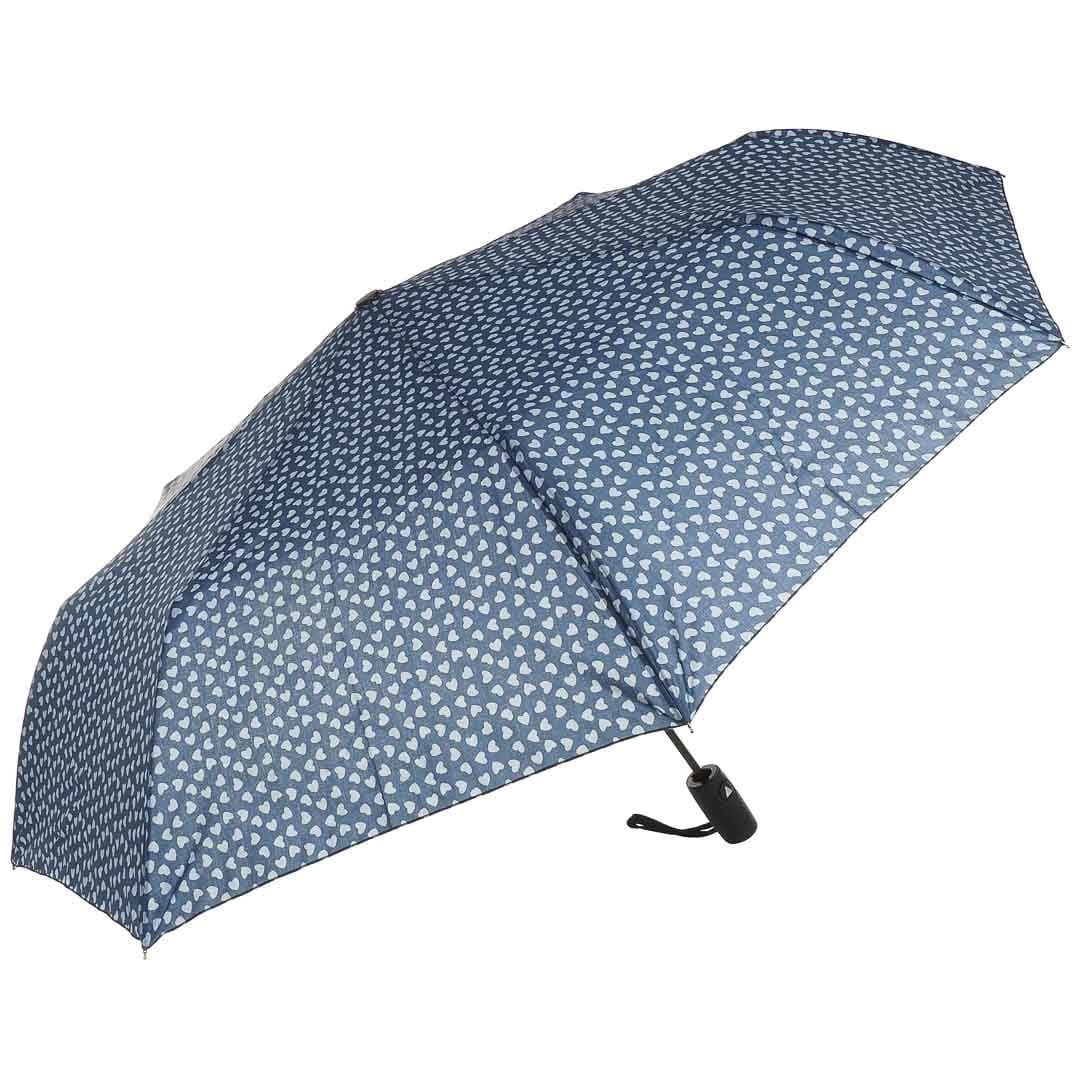 Parasol granatowy w serca damski półautomat