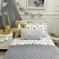 Koce i narzuty dla dzieci - AKSAMITNA PIKOWANA NARZUTA 90x180cm VELVET STALOWY SZARY - miniaturka - grafika 1