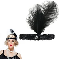 Dodatki do strojów karnawałowych - Opaska Z Piórem Retro Lata 20 Cekiny Kabaret - miniaturka - grafika 1