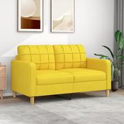 Sofy i kanapy - vidaXL Sofa 2-osobowa, jasnożółta, 140 cm, tapicerowana tkaniną - miniaturka - grafika 1