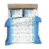Pościel - Pościel z kory 180x200 biała niebieska polne kwiaty - miniaturka - grafika 1