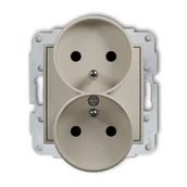 Gniazdka elektryczne - Karlik Gniazdo podwójne z przesłonami torów MINI - taupe - miniaturka - grafika 1