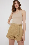 Spodenki damskie - Pepe Jeans szorty bawełniane KAYLEE SHORT damskie kolor zielony gładkie high waist - miniaturka - grafika 1