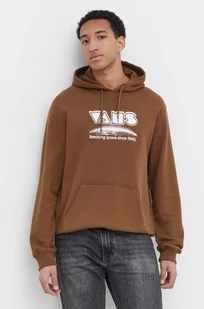 Vans bluza bawełniana męska kolor brązowy z kapturem z nadrukiem - Bluzy męskie - miniaturka - grafika 1