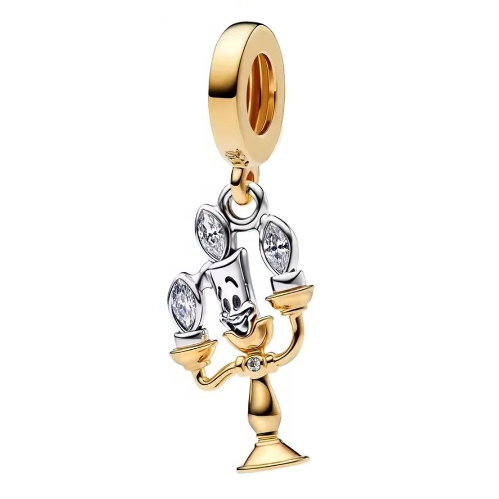 Zawieszka Charms SREBRO 925 Koralik Świecznik Lumiere z Pięknej i Bestii