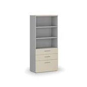 Szafy biurowe - Szafa biurowa z kombinowanymi szufladami PRIMO GRAY, 1781 x 800 x 420 mm, szary/brzoza - miniaturka - grafika 1