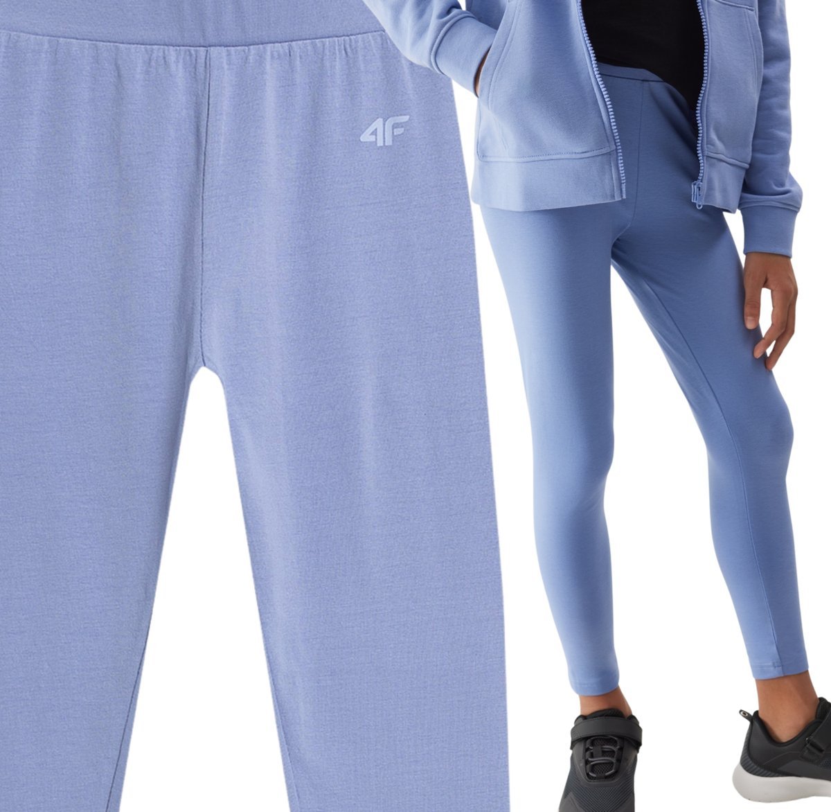 Legginsy bawełniane elastyczne dziewczęce 4F 4FJWSS24TTIGF130-31S Niebieski