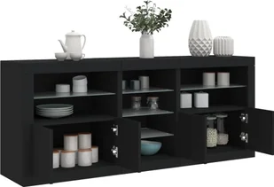 vidaXL Szafka z oświetleniem LED, czarna, 162x37x67 cm - Szafki RTV - miniaturka - grafika 1