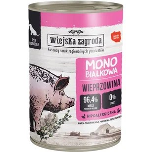 WIEJSKA ZAGRODA - Karma monobiałkowa dla psa wieprzowina puszka 400g - Mokra karma dla psów - miniaturka - grafika 1