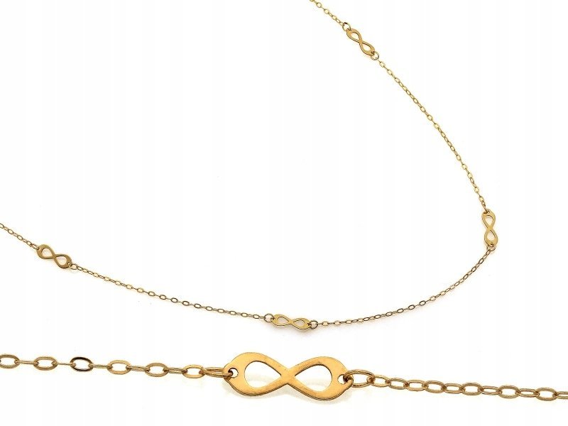 Złoty naszyjnik celebrytka z nieskończonościami pr.585