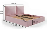 Łóżka - Łóżko 160x200 z pojemnikiem , metalowy stelaż GLAM riviera 62 - miniaturka - grafika 1