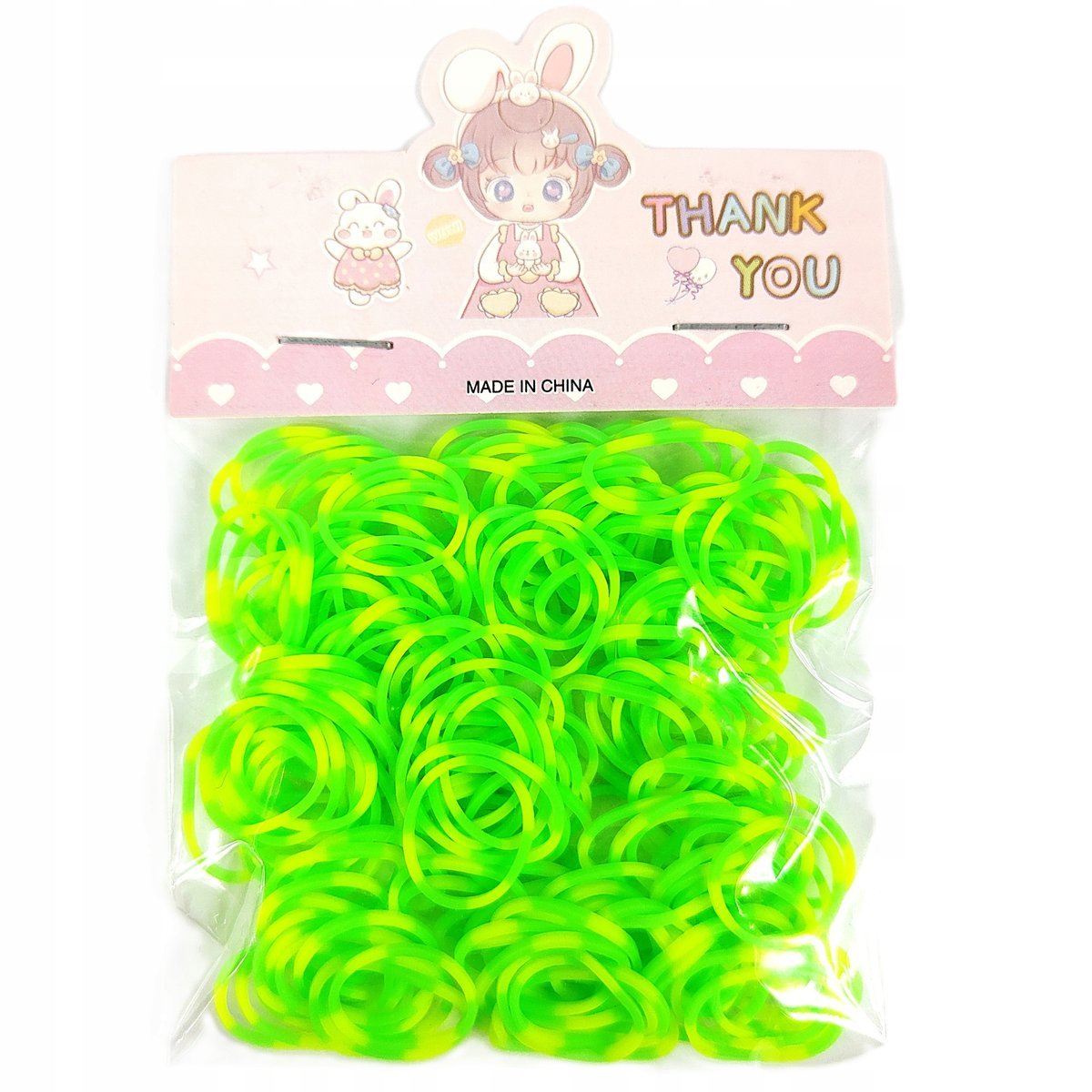 Gumki do robienia bransoletek naszyjników LOOM BANDS zielono-żółte 200szt