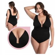 Stroje kąpielowe - Nessa Strój Kąpielowy MILANO jednoczęściowy czarny gładki marszczony - S - miniaturka - grafika 1