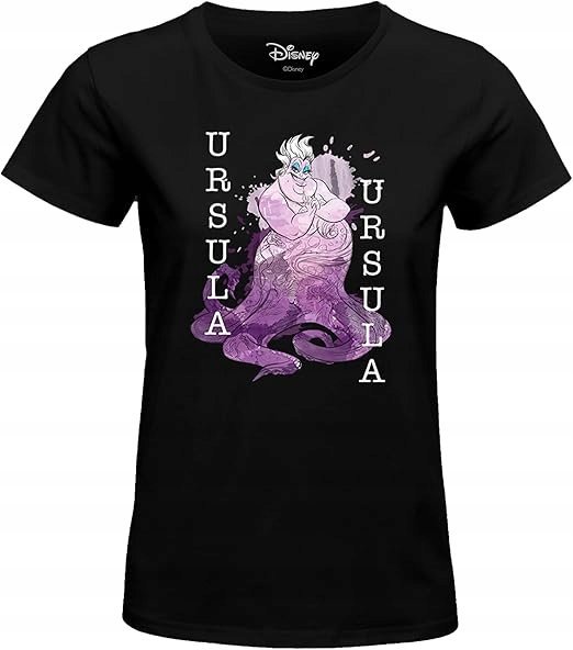 COTTON DIVISION CZARNY T-SHIRT Z NADRUKIEM POSTACI DISNEY URSULA S 6FA