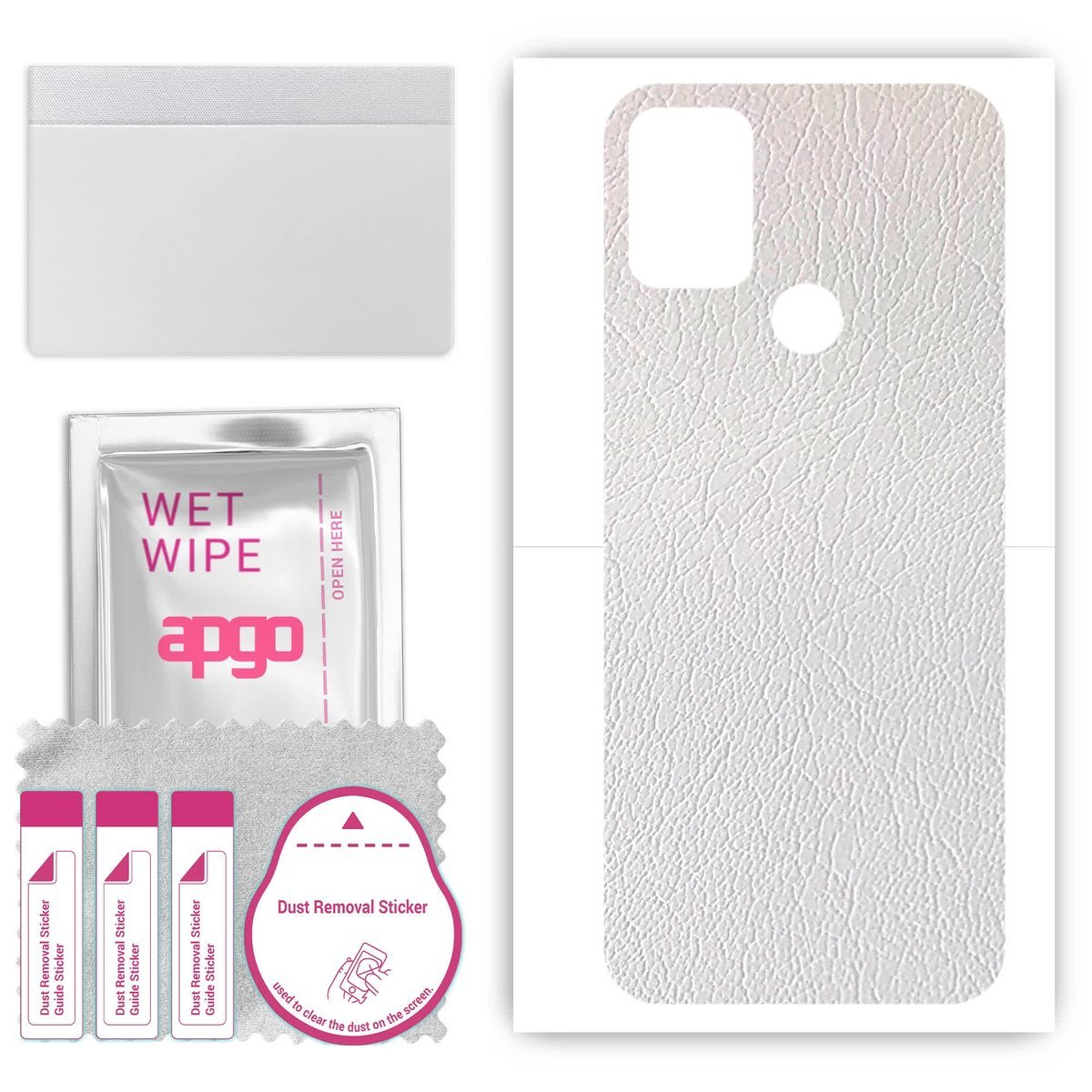 Folia naklejka skórka strukturalna na TYŁ do HTC Wildfire E2 Plus - Skóra Biała - apgo SKINS