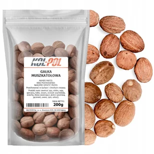 GAŁKA MUSZKATOŁOWA CAŁA 200g Cały orzech aromatyczna wysoka jakość Kol-Pol - Przyprawy i zioła sypkie - miniaturka - grafika 1