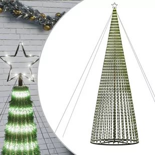 Stożkowa choinka z lampek, 1544 zimnych białych LED, 500 cm Lumarko! - Oświetlenie świąteczne - miniaturka - grafika 3