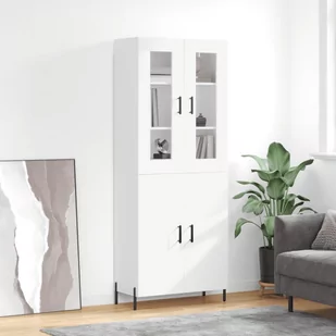 vidaXL Witrynka, biała, 69,5x34x180 cm, materiał drewnopochodny - Witryny - miniaturka - grafika 1